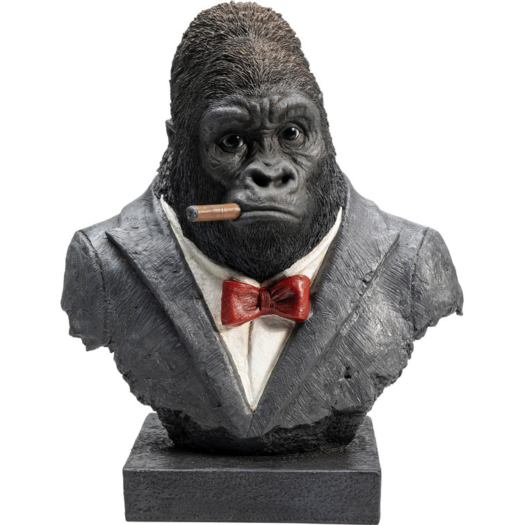 Kare Design Gorilla Kopf – Schwarze Tierstatue, 49x29x26 Cm Für Wohnzimmer & Flur